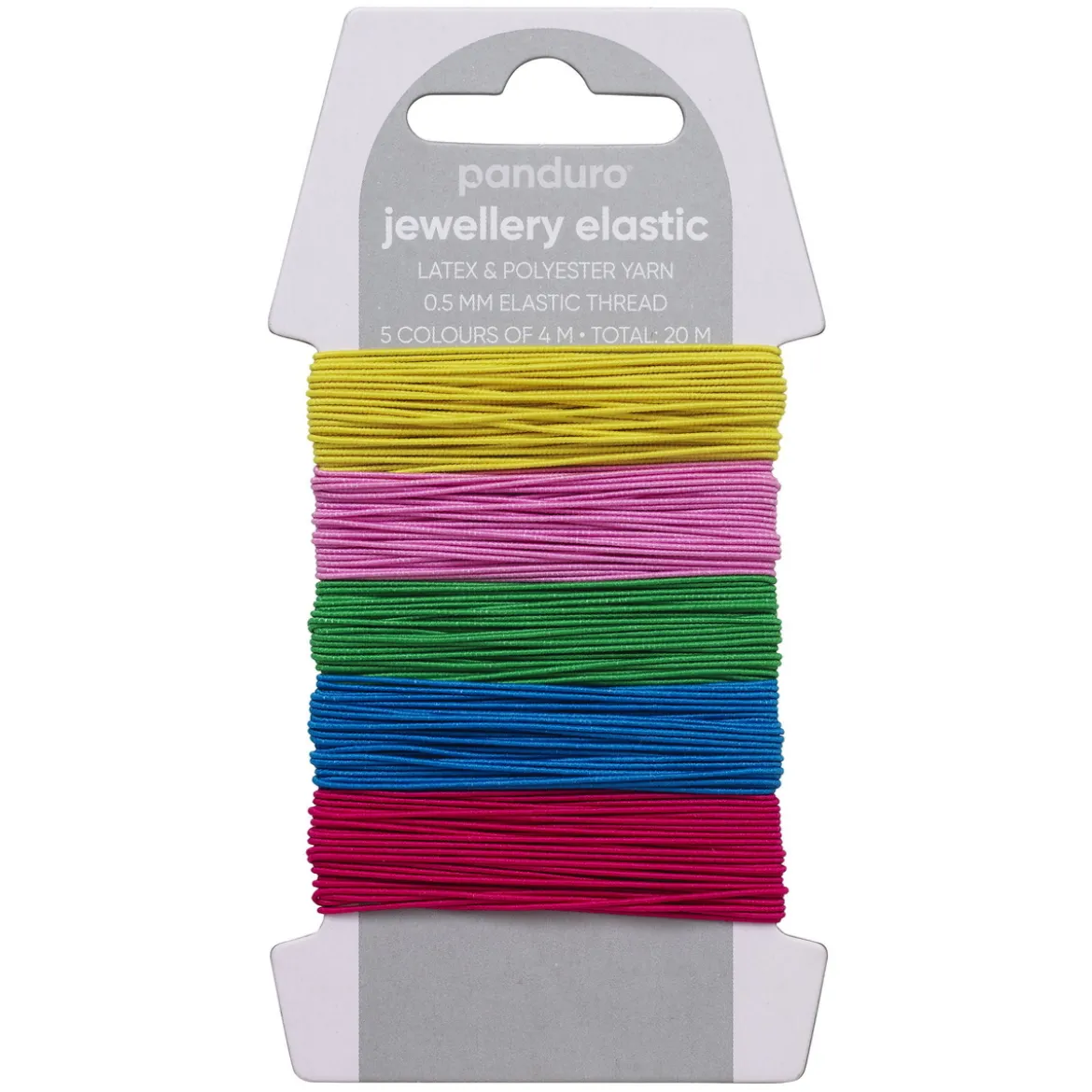 Elastisk smykketråd Ø0,5 mm happy mix – 5×4 meter i glade basisfarger