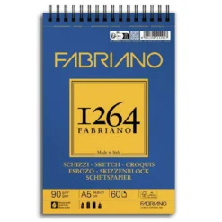 Fabriano spiralbundet skisseblokk F-1264 A5 (148×210 mm), 60 ark, 90 g/m²