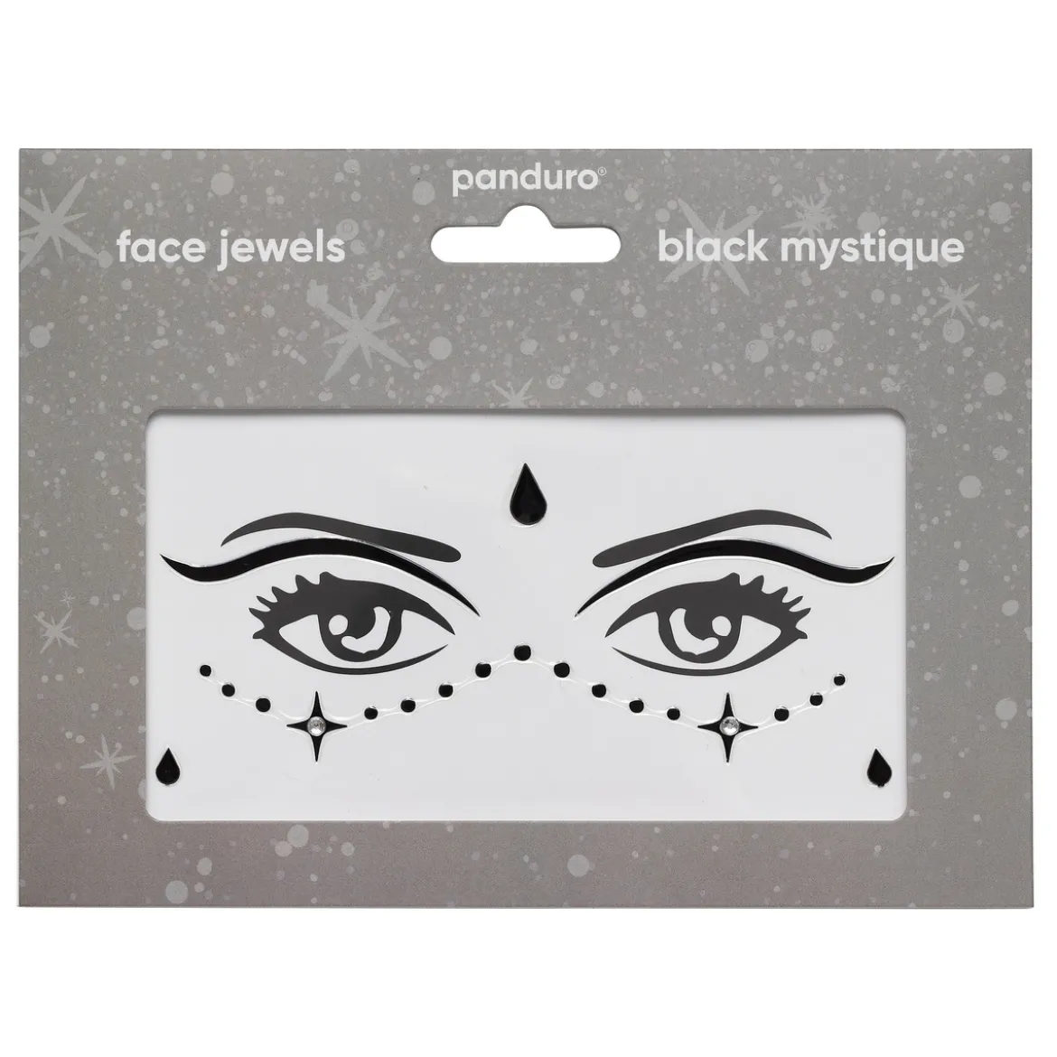Face Jewels Black Mystique – klistremerker og ansiktssmykker for utkledning og karneval