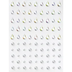 Face Jewels Raindrops – 90 dråpeformede og runde ansiktssmykker