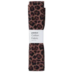 Ferdigskåret tøystykke 100×70 cm – leopardmønster på brun bakgrunn