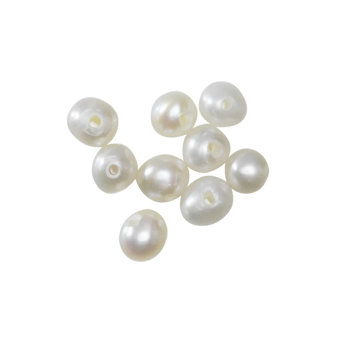 Ferskvannsperler dyrkede 50 stk. 3 mm store, 0,6 mm hulldiameter