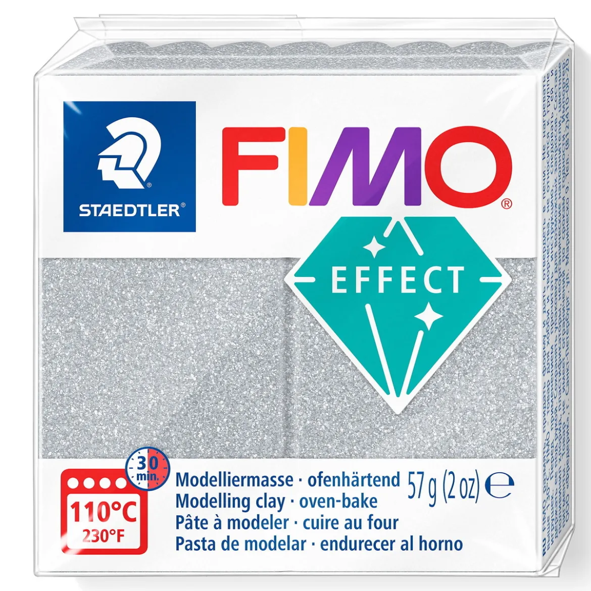 Fimo effect glitter modelleire 57 g – silver 812