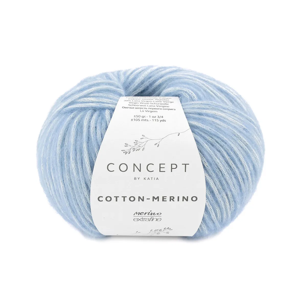 Garn Cotton Merino 50 g lyseblå 131