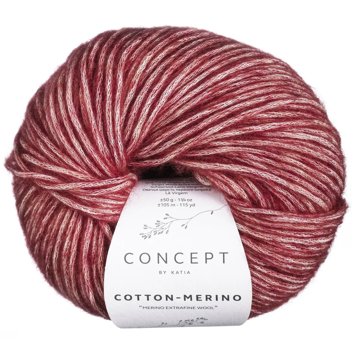 Garn Cotton Merino 50 g rød 125