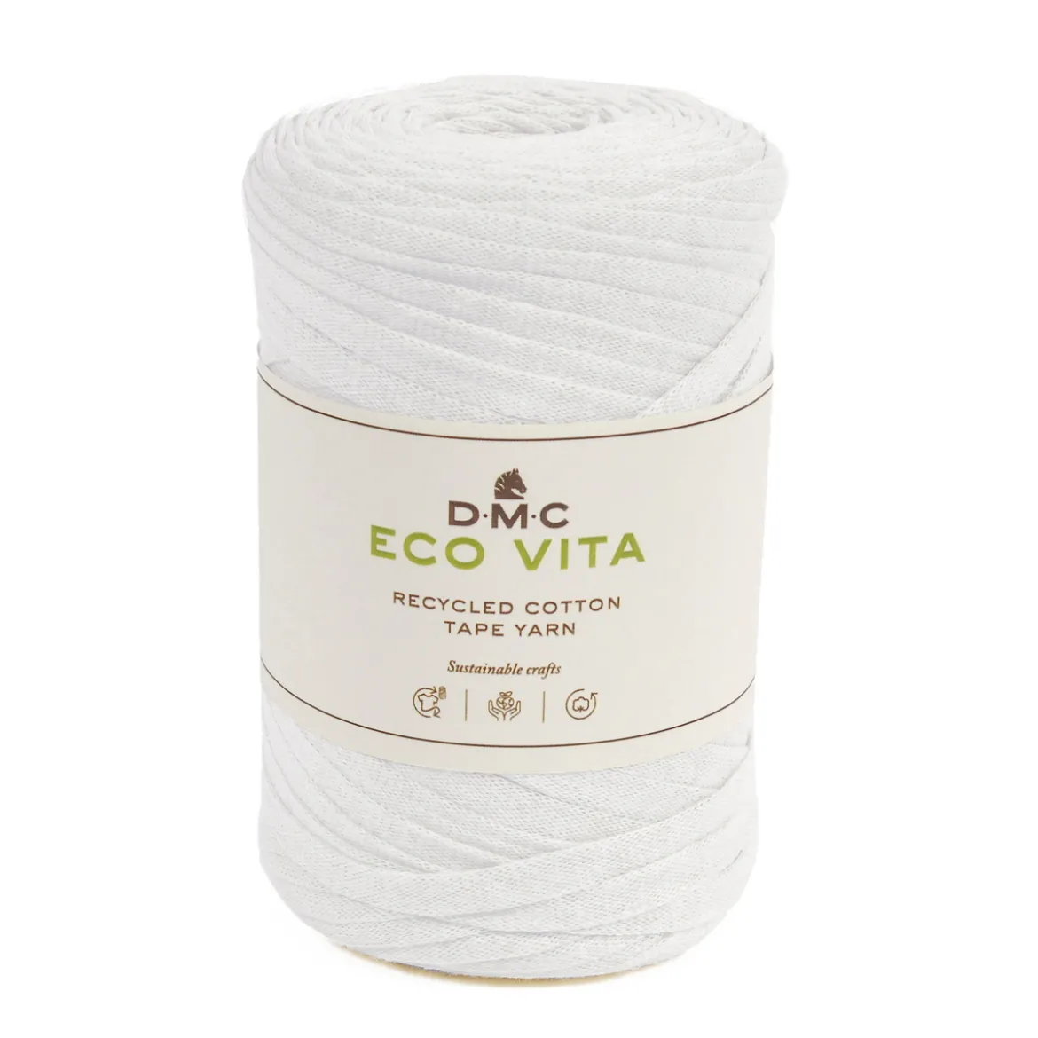 Garn DMC Eco Vita Tape Yarn båndgarn 250 g hvit