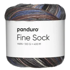 Garn Fine Sock 100 g blå, brune og grå nyanser