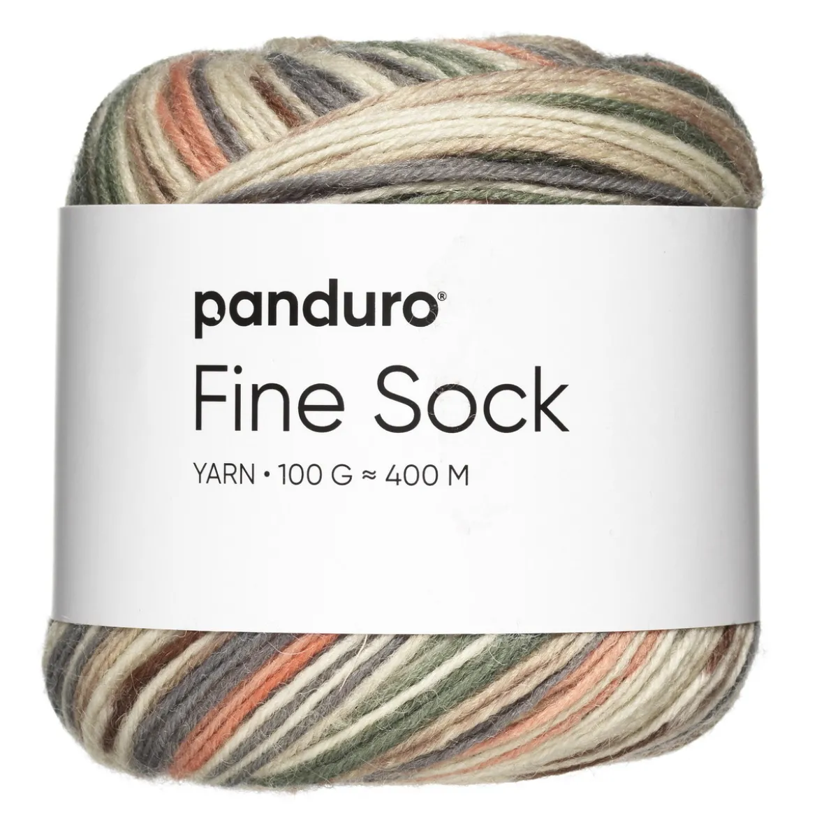 Garn Fine Sock 100 g grønne og beige nyanser