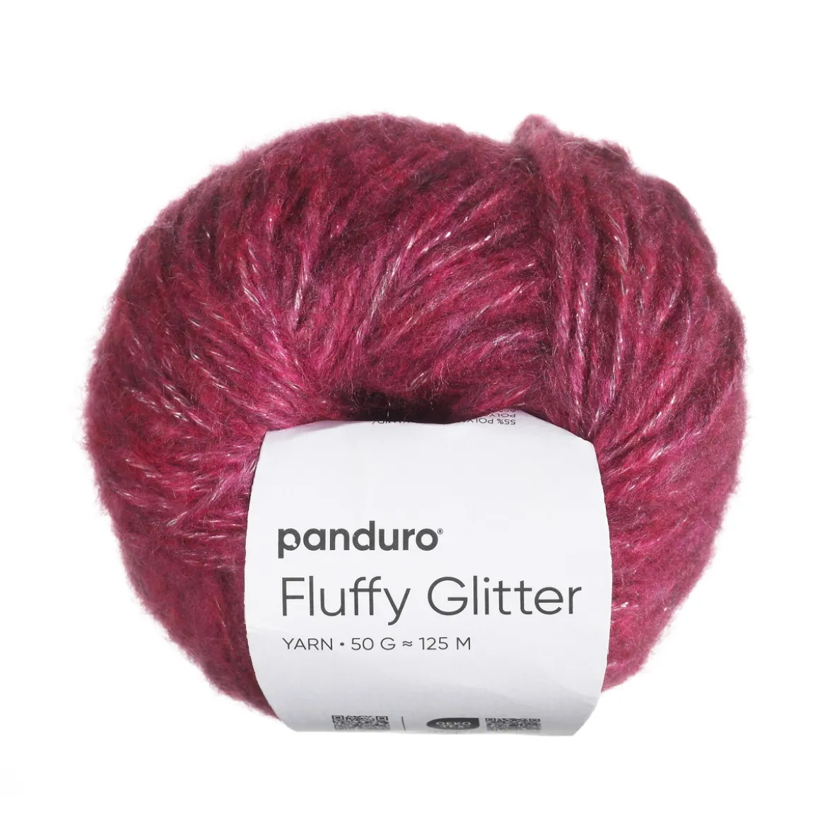 Garn Fluffy Glitter 50 g bringebær