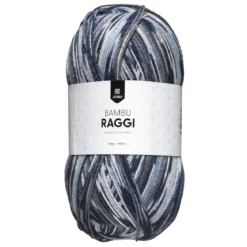 Garn Järbo Bambu Raggi 50 g blåmelert – 17212 Rockyblue print