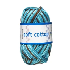 Garn Järbo Soft Cotton 50 g multi turkis – 8880 Turquoise/brown print
