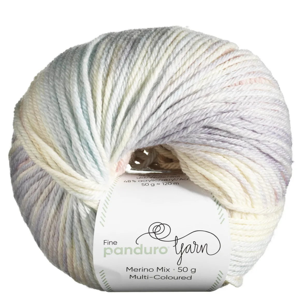 Garn Merino Mix Multi-Coloured 50 g lys pastell