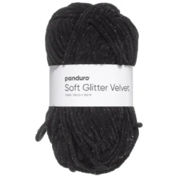 Garn Soft Glitter Velvet 100 g svart