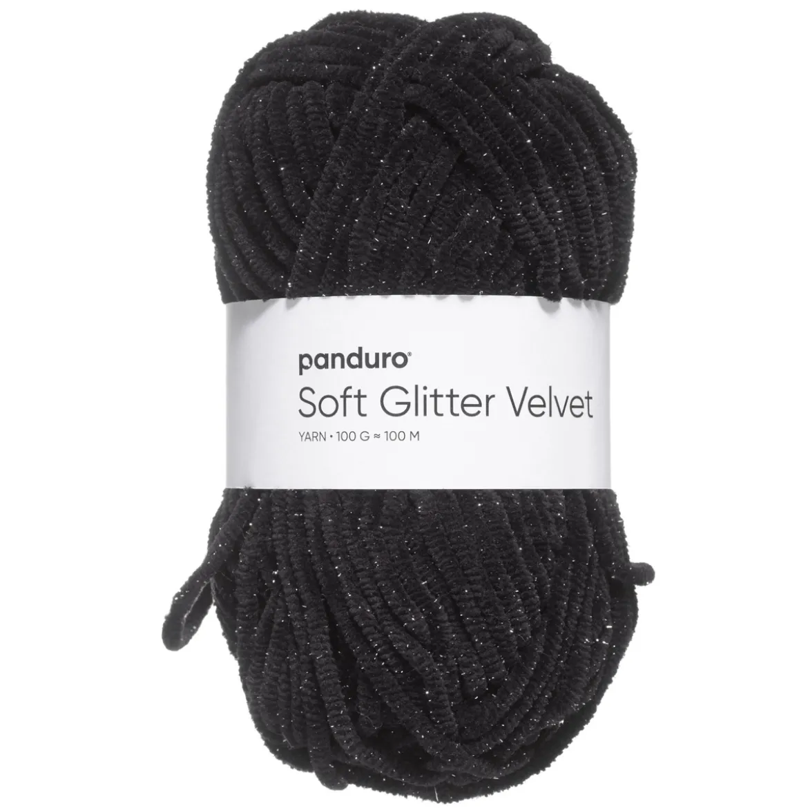 Garn Soft Glitter Velvet 100 g svart