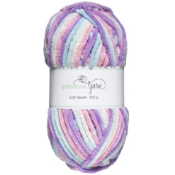 Garn Soft Velvet 100 g lys pastell – garn i myke regnbuesjatteringer