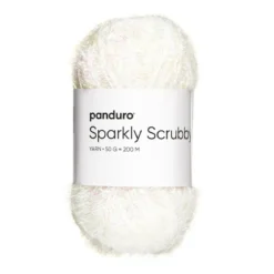 Garn Sparkly Scrubby 50 g hvitt iriserende og fargeskiftende