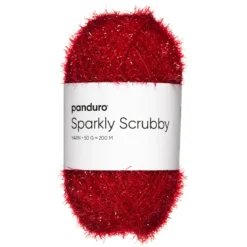 Garn Sparkly Scrubby 50 g rød