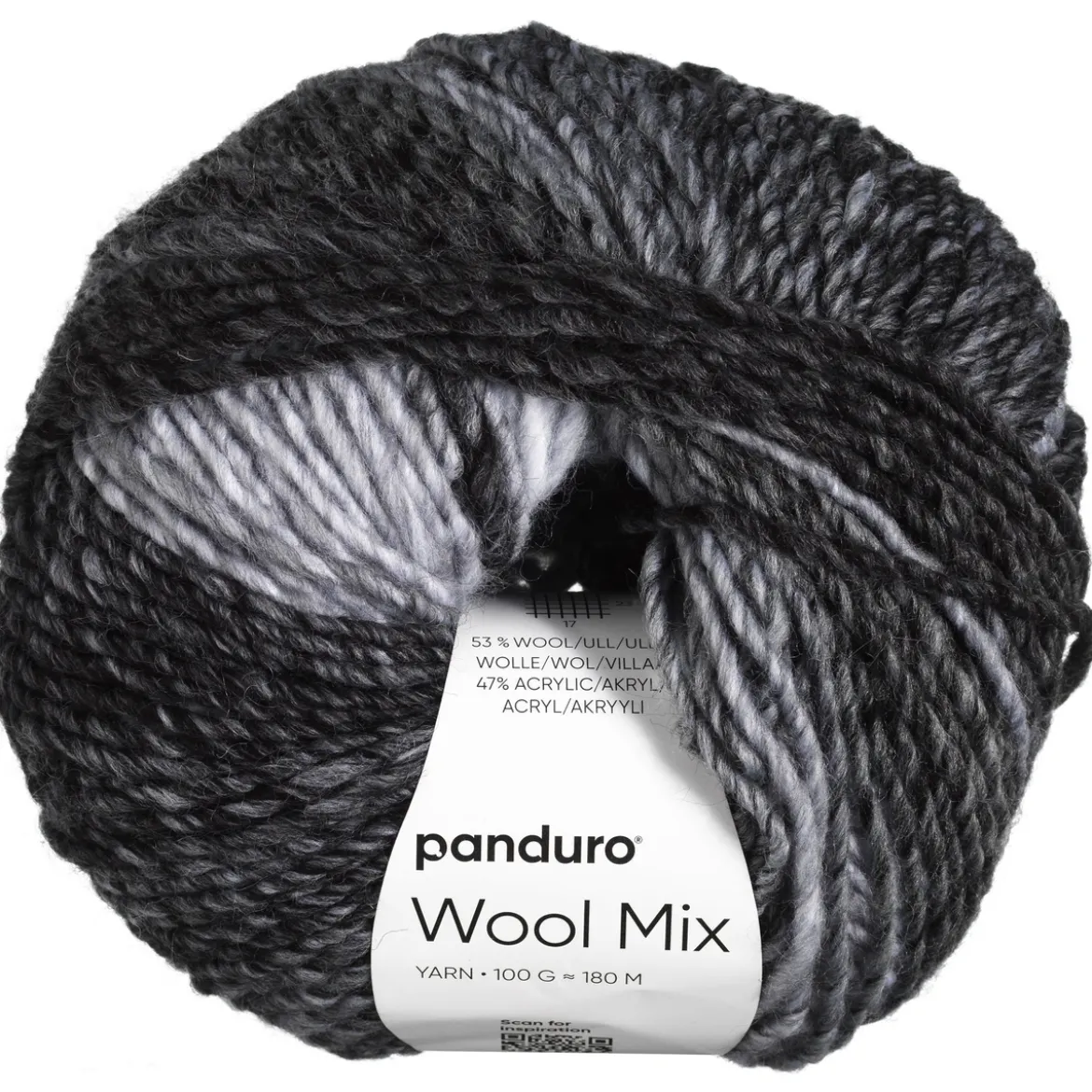 Garn Wool Mix 100 g grå svart