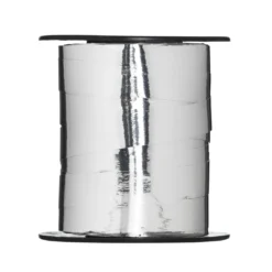 Gavebånd 25 meter på rull, 1 cm bredt – sølv metallic