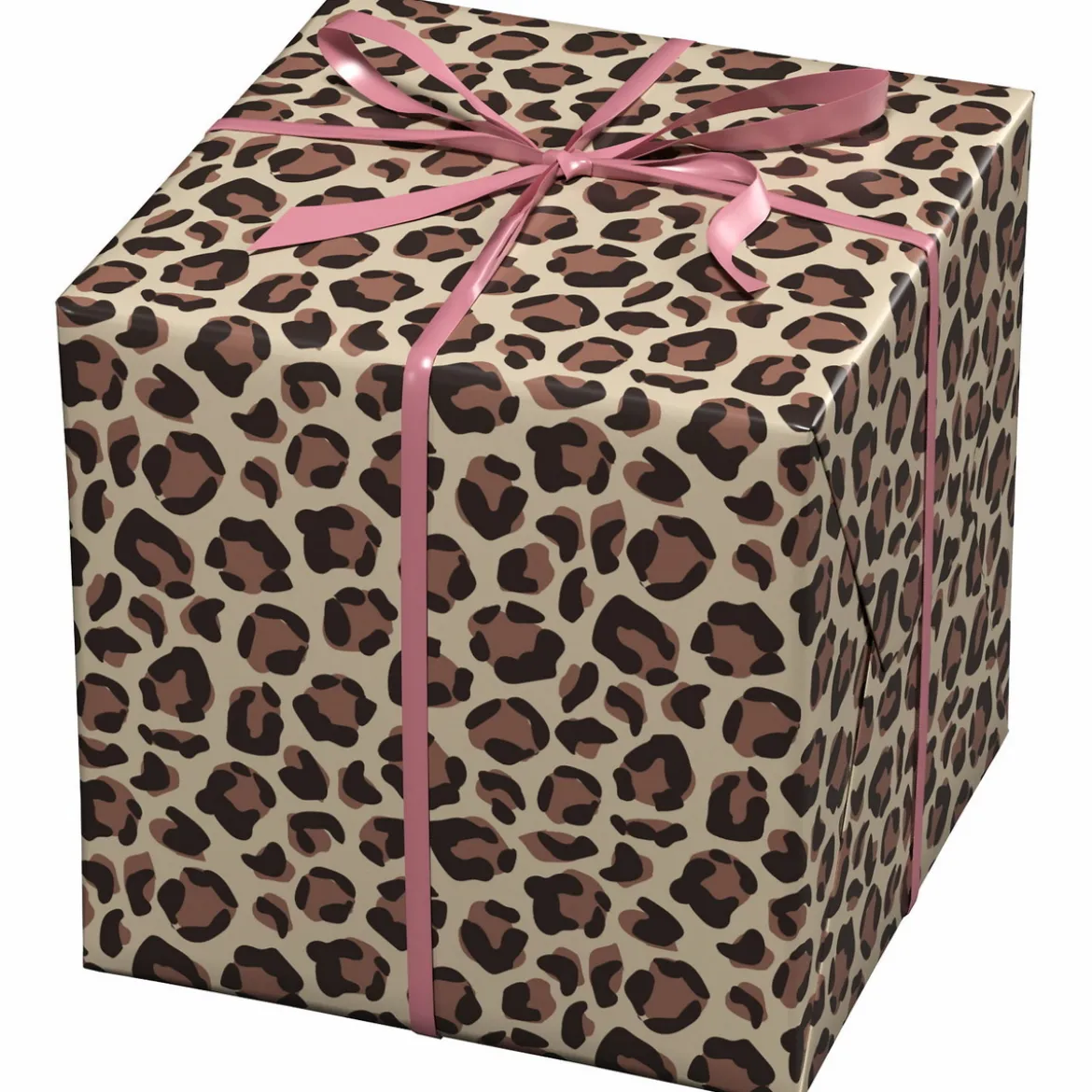 Gavepapir på rull 10 m × 57 cm – beige papir med leopardmønster