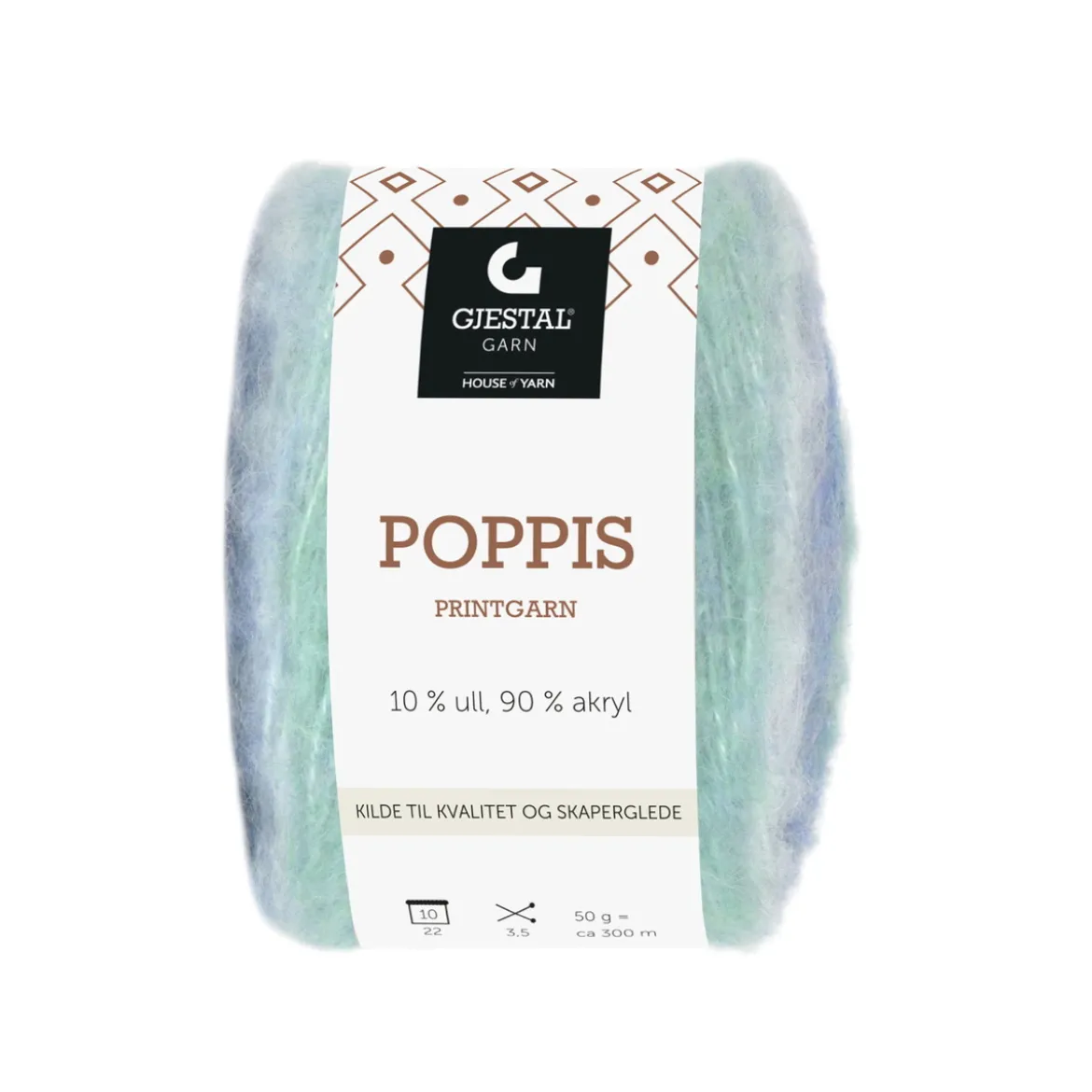Gjestal Garn Poppis printgarn 50 g blå/mint – gradert garn