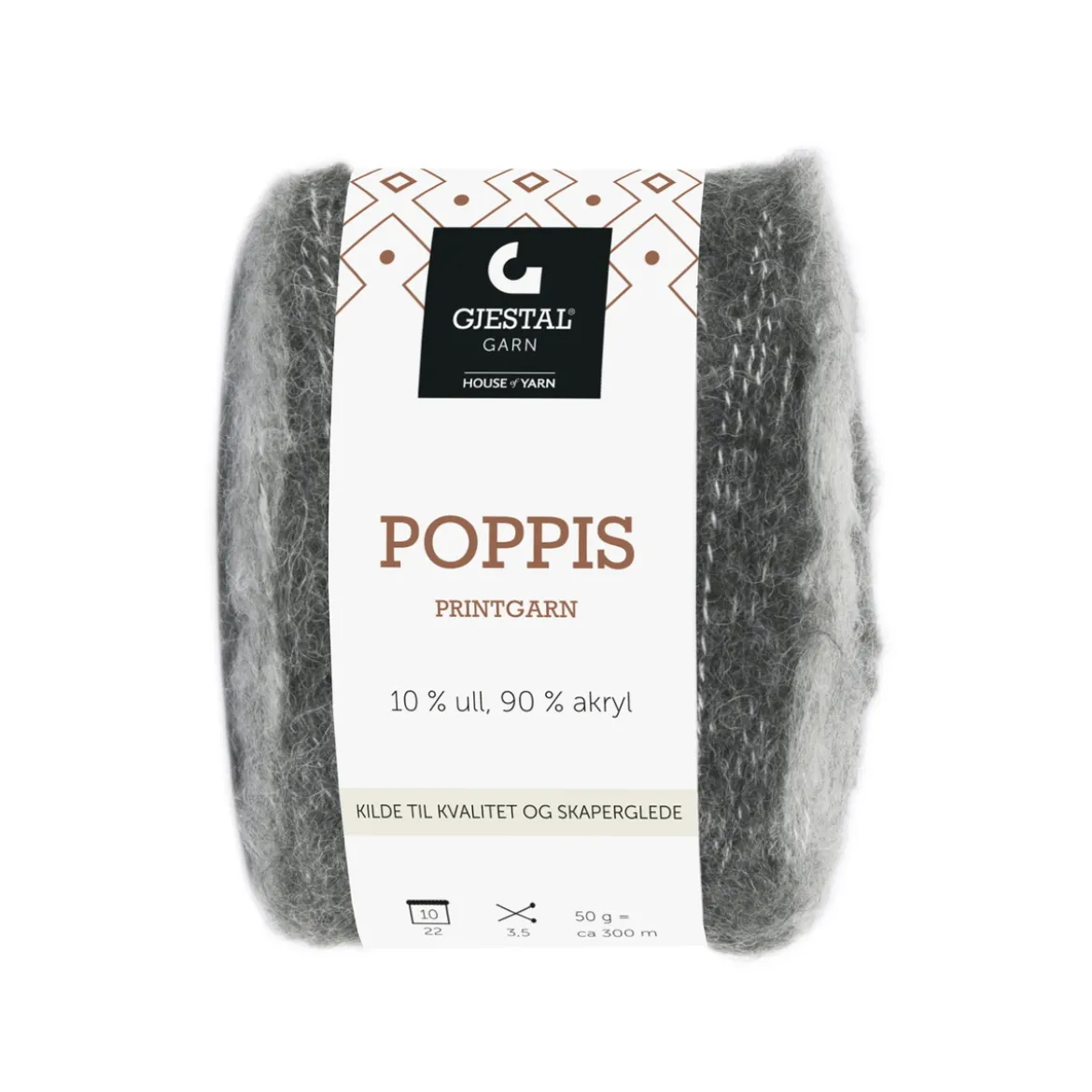 Gjestal Garn Poppis printgarn 50 g grå – gradert garn