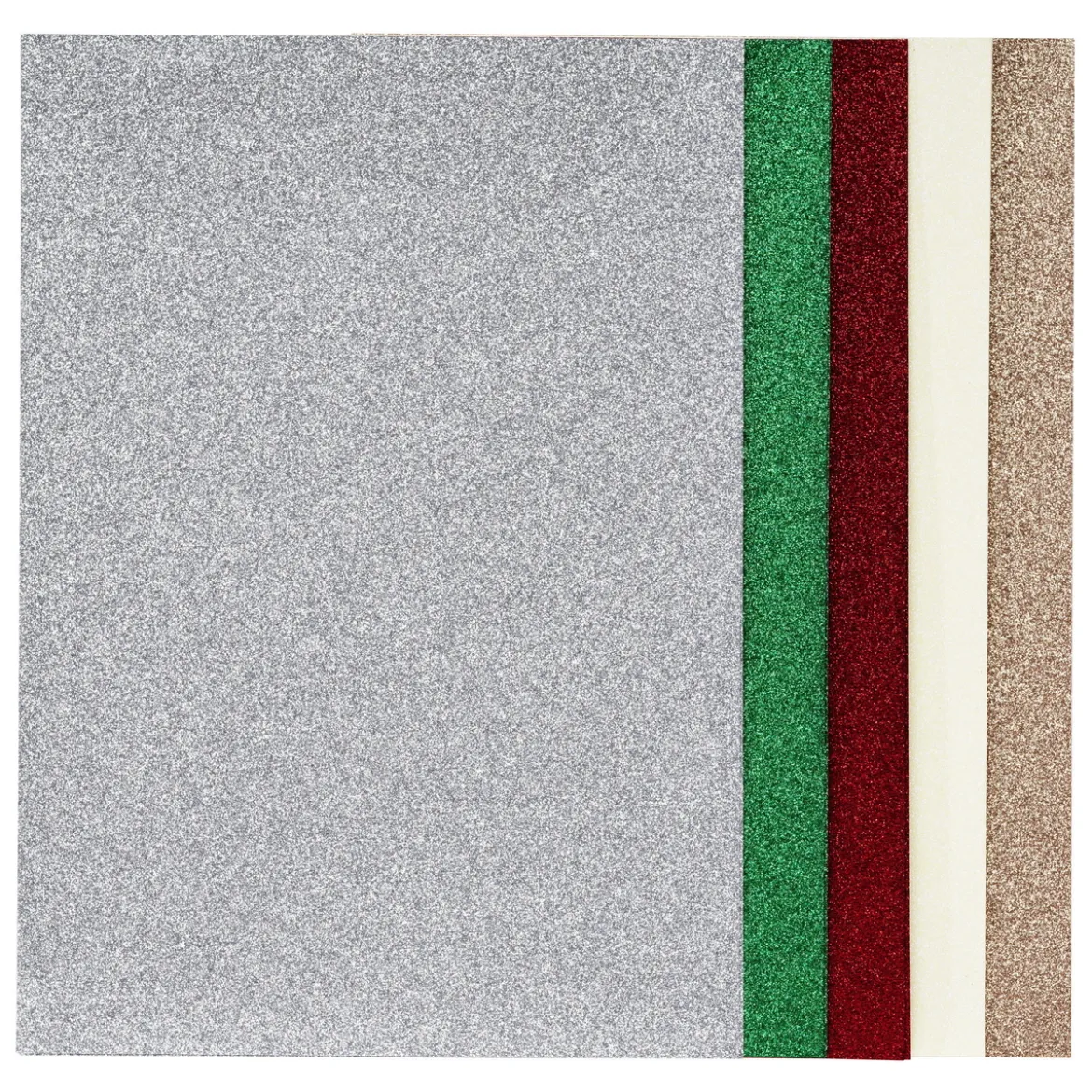 Glitterark i nydelige julefarger til julehobby, 10 ark i A4-format, 190 g/m²