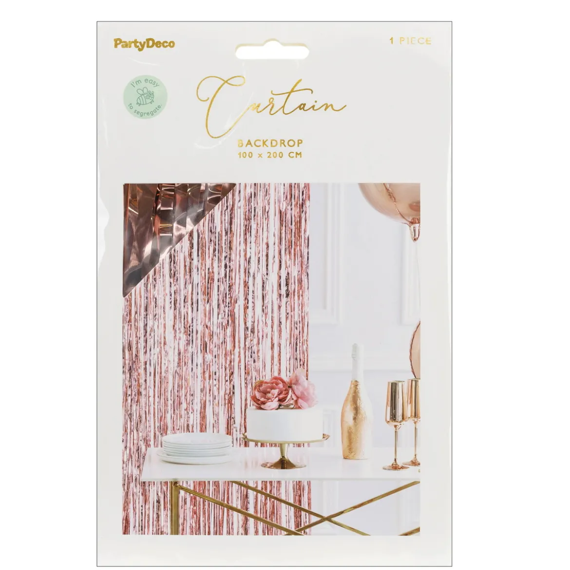 Glitterforheng i skinnende rosa metallic, bredde 100 cm, lengde 200 cm
