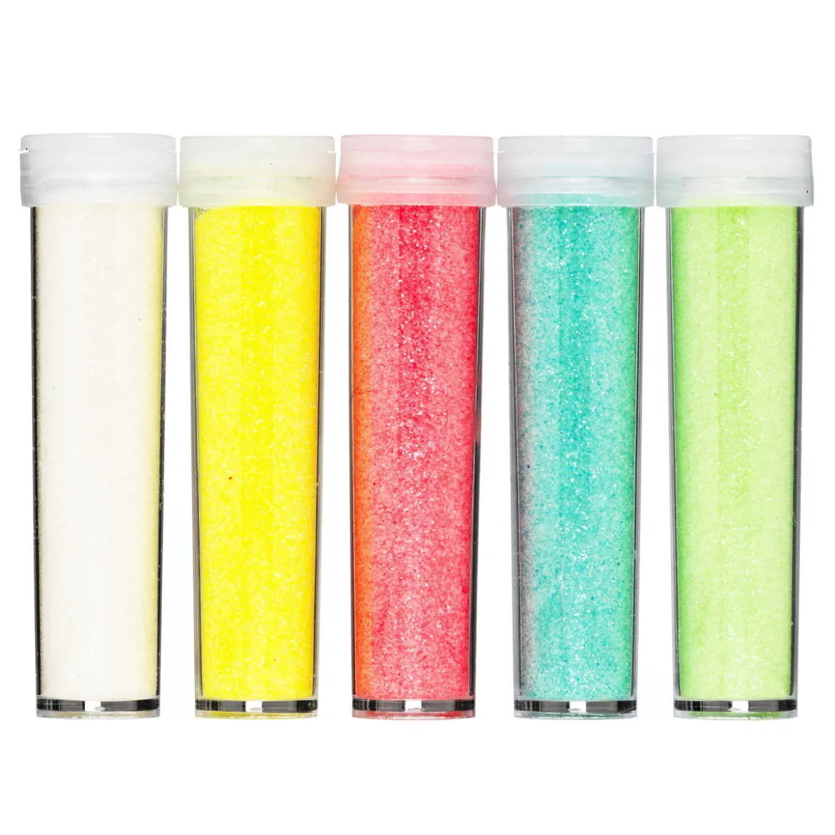 Glitter fremstilt av over 90 % cellulose, 5-pakning à 7 gram i iriserende pastellfarger