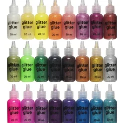 Glitterlim glitter glue i XL-sett med 24 forskjellige farger à 20 ml