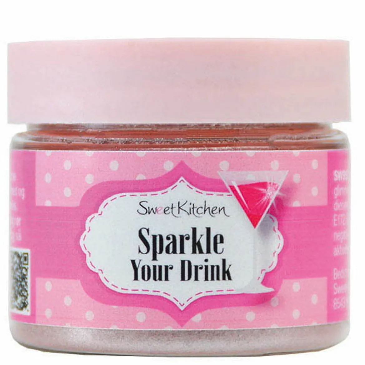 Glitterpulver, spiselig glitter til drikk, rosa 10 gram