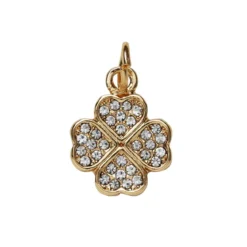 Gullfarget anheng / charm firkløver 12×12 mm