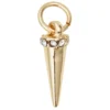 Gullfarget anheng / charm i form av en kjegle / spiker med en strass, lengde 15 mm, Ø5 mm