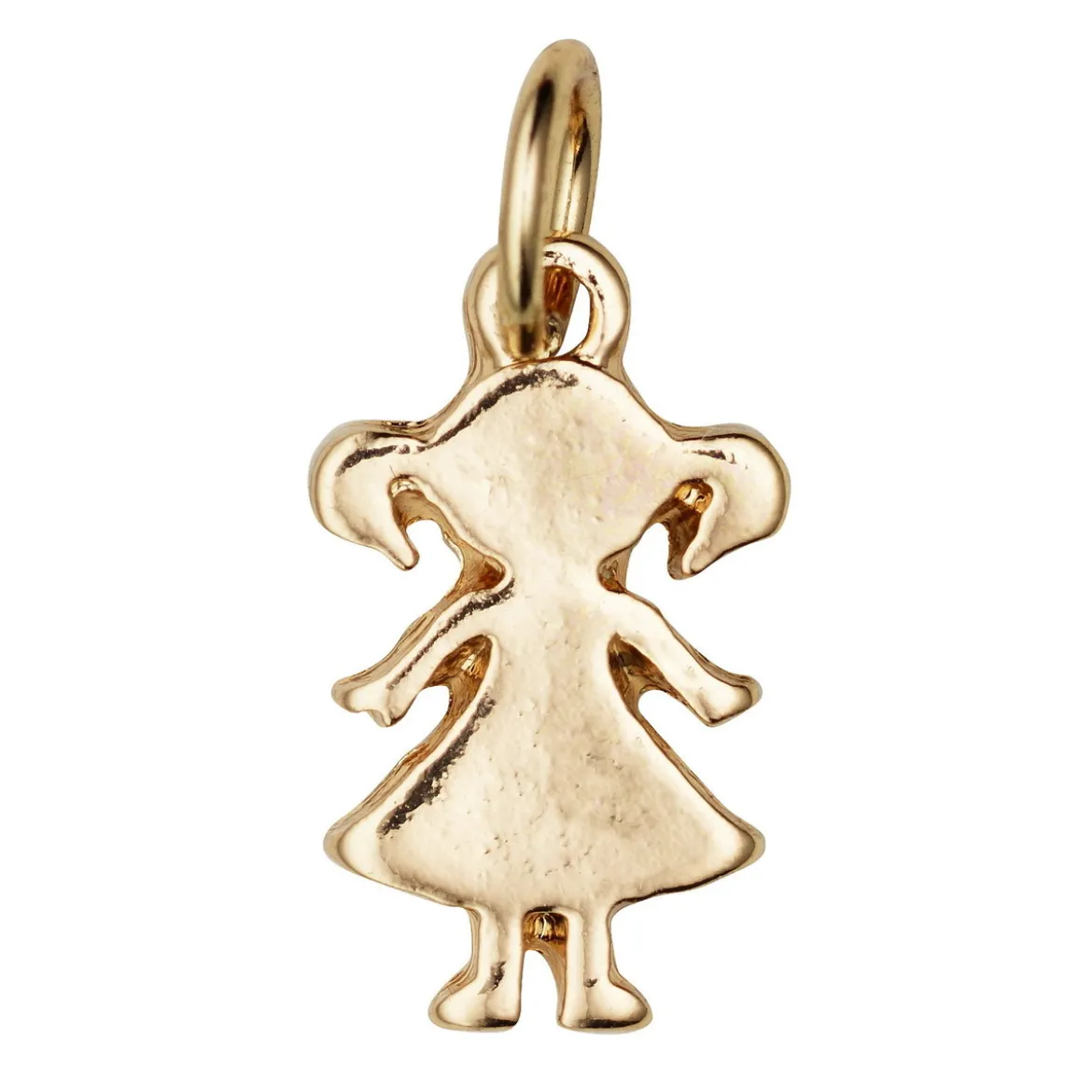 Gullfarget anheng / charm i form av en jente, 8×11,5 mm