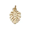 Gullfarget anheng / charm monsterablad 10,5×15 mm
