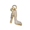 Gullfarget anheng / charm skohæl med hvit farge 11×15×4 mm