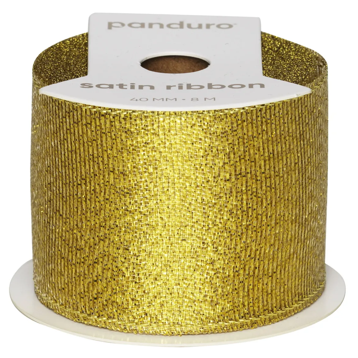 Gullfarget glitterbånd – 8 m langt 40 mm bredt