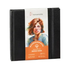 Hahnemühle akvarellblokk Deckle Edge, 100 % bomull, 30 ark, 14×14 cm, 250 g/m²