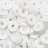Heishi-perler i rør – gullglinsende hvite heishis, Ø6 mm