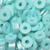 Heishi-perler i rør – gullglinsende aquafargede heishis, Ø6 mm