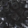 Heishi-perler i rør – sølv metallicglinsende svarte Heishi-perler, Ø6 mm