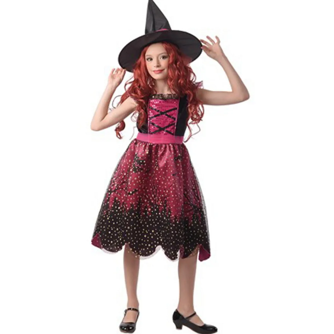 Heksekjole Halloween-kostyme, str. 134–140, for barn 9–11 år