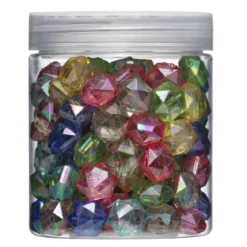120 herlig gnistrende fasettperler av plast, Ø15 mm
