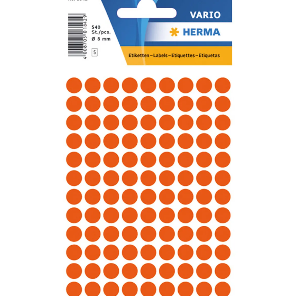 Herma Etikett rød Ø8 mm 540-pk.