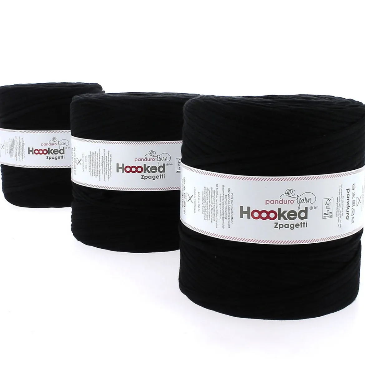 Hooked Zpagetti Medium trikotgarn 900 g svart – Black shades ZP005V–01, pris per stykk