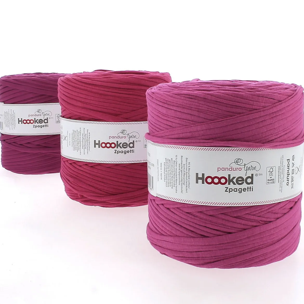 Hooked Zpagetti Medium trikotgarn 900 g cerise – Super Pink shades ZP005–04, pris per stykk