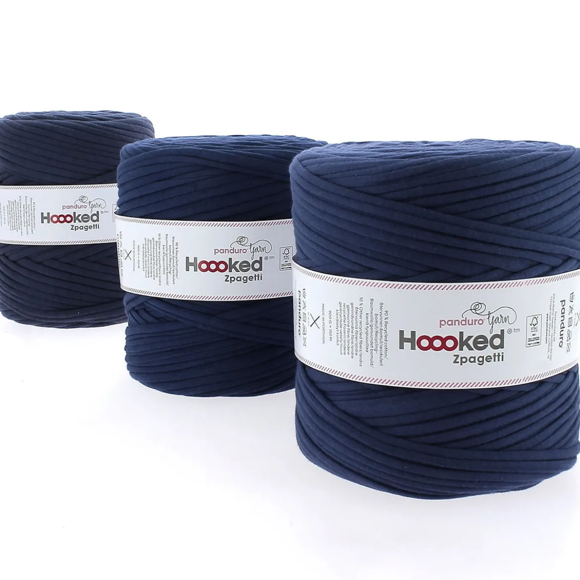 Hooked Zpagetti Medium trikotgarn 900 g mørkeblå – Blue shades ZP005–16, pris per stykk