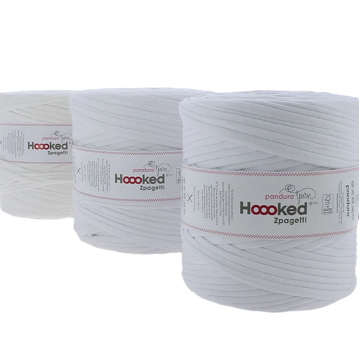 Hooked Zpagetti Medium trikotgarn 900 g hvit – White shades ZP005–1, pris per stykk