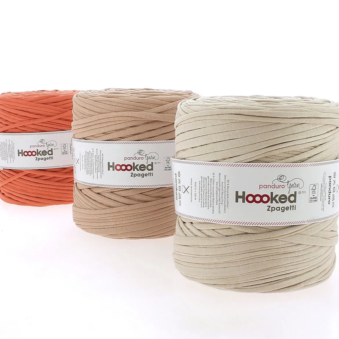 Hooked Zpagetti Medium trikotgarn 900 g taupe – Taupe shades ZP005–03, pris per stykk