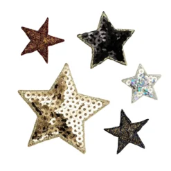 Iron-on Stjerner metallic 5stk